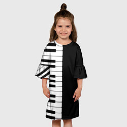 Платье клеш для девочки Черно-Белое Пианино Piano, цвет: 3D-принт — фото 2