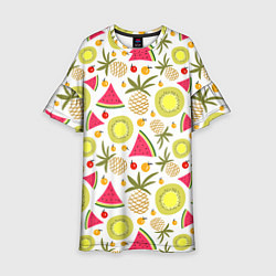 Платье клеш для девочки Летние вкусности, цвет: 3D-принт