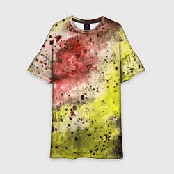 Платье клеш для девочки Абстракция Гранж Желтый и бордовый, цвет: 3D-принт