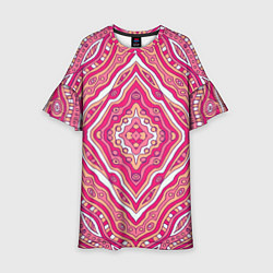 Платье клеш для девочки Абстракция Узор розового цвета, цвет: 3D-принт