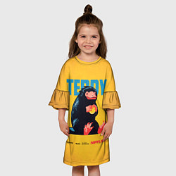 Платье клеш для девочки Фантастические Твари Ниффлер Тедди, цвет: 3D-принт — фото 2