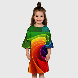 Платье клеш для девочки Спираль Модный узор 2023 Неон, цвет: 3D-принт — фото 2