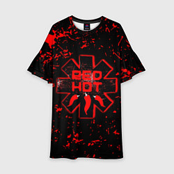 Платье клеш для девочки Red Hot Chili Peppers, лого, цвет: 3D-принт