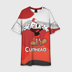 Платье клеш для девочки Cuphead веселая красная чашечка, цвет: 3D-принт