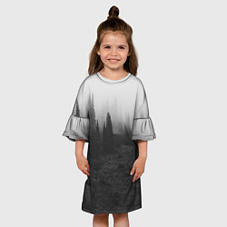 Платье клеш для девочки Туманный лес - туман, цвет: 3D-принт — фото 2