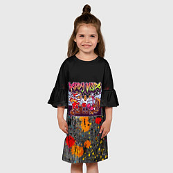 Платье клеш для девочки Бокс Санты и Индюка, цвет: 3D-принт — фото 2