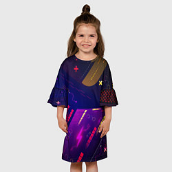 Платье клеш для девочки Cyber neon pattern Vanguard, цвет: 3D-принт — фото 2