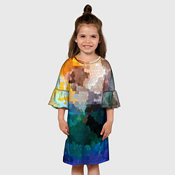 Платье клеш для девочки Осенний мозаичный узор, цвет: 3D-принт — фото 2