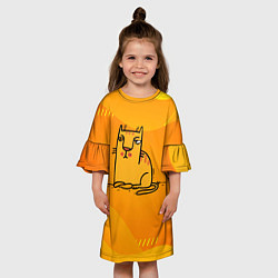 Платье клеш для девочки Рисованный желтый кот, цвет: 3D-принт — фото 2
