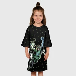 Платье клеш для девочки Космический защитник - Зеленый Фонарь, цвет: 3D-принт — фото 2