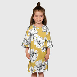 Платье клеш для девочки Цветы Цветочно-Жёлтый, цвет: 3D-принт — фото 2