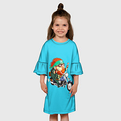 Платье клеш для девочки УСТРЕМЛЕННЫЙ БАЙКЕР, цвет: 3D-принт — фото 2