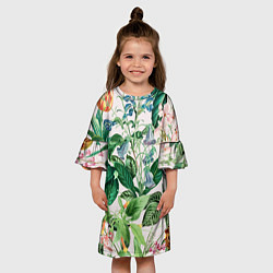 Платье клеш для девочки Цветы Яркое Лето, цвет: 3D-принт — фото 2