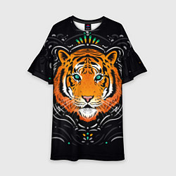 Платье клеш для девочки Взгляд Тигра Eye of Tiger, цвет: 3D-принт