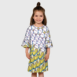 Платье клеш для девочки Котики и бананы Паттерн Лето, цвет: 3D-принт — фото 2