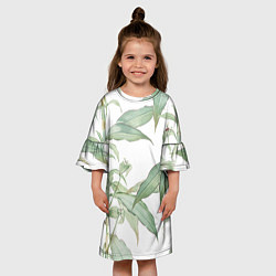 Платье клеш для девочки Цветы Яркая Листва, цвет: 3D-принт — фото 2