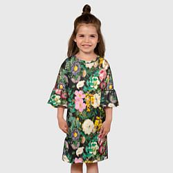 Платье клеш для девочки Паттерн из летних цветов Summer Flowers Pattern, цвет: 3D-принт — фото 2