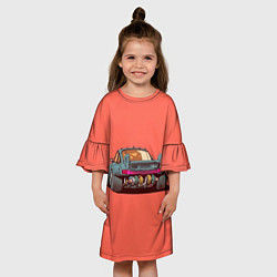 Платье клеш для девочки Cyber car, цвет: 3D-принт — фото 2