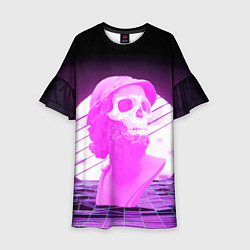 Платье клеш для девочки Vaporwave Skull Психоделика, цвет: 3D-принт