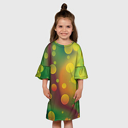 Платье клеш для девочки Кружочки на разноцветном фоне, цвет: 3D-принт — фото 2