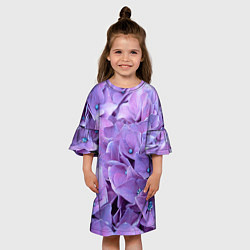 Платье клеш для девочки Фиолетово-сиреневые цветы, цвет: 3D-принт — фото 2