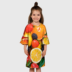 Платье клеш для девочки ИЗОБИЛИЕ ФРУКТОВ, цвет: 3D-принт — фото 2