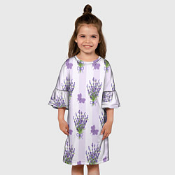 Платье клеш для девочки Лавандовые бабочки, цвет: 3D-принт — фото 2