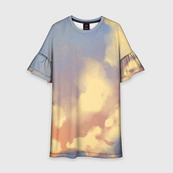 Платье клеш для девочки Облачное небо на закате, цвет: 3D-принт