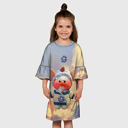 Платье клеш для девочки Лалафанфан с ушками в облачках, цвет: 3D-принт — фото 2