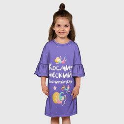 Платье клеш для девочки Космический воспитатель, цвет: 3D-принт — фото 2