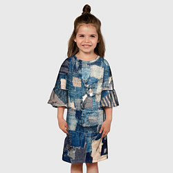 Платье клеш для девочки Patchwork Jeans Осень Зима 2023, цвет: 3D-принт — фото 2