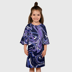 Платье клеш для девочки Фиолетовая магия Абстракция с мраморными разводами, цвет: 3D-принт — фото 2