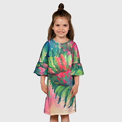 Платье клеш для девочки Тропический микс, цвет: 3D-принт — фото 2