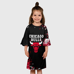 Платье клеш для девочки Чикаго Буллз Chicago Bulls Огонь, цвет: 3D-принт — фото 2