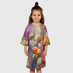 Платье клеш для девочки Цветущий сад, цвет: 3D-принт — фото 2