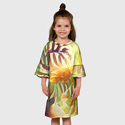 Платье клеш для девочки Fern leaves, цвет: 3D-принт — фото 2