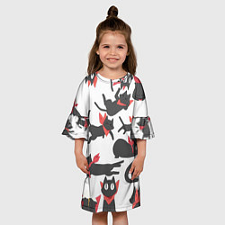 Платье клеш для девочки Котики - арт, цвет: 3D-принт — фото 2