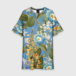 Платье клеш для девочки Цветы Радужный Сад, цвет: 3D-принт