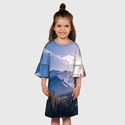 Платье клеш для девочки Горы Лес Солнце, цвет: 3D-принт — фото 2