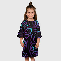 Платье клеш для девочки Неоновое завихрение, цвет: 3D-принт — фото 2
