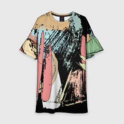 Платье клеш для девочки Абстрактные мазки цветной краской abstraction, цвет: 3D-принт