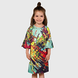 Платье клеш для девочки Смелые мазки краски Экспрессионизм Bold strokes of, цвет: 3D-принт — фото 2