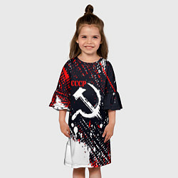 Платье клеш для девочки USSR - СССР - СЕРП И МОЛОТ - КРАСКА, цвет: 3D-принт — фото 2