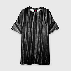 Платье клеш для девочки Полосы чорные серые роизвольные random black strip, цвет: 3D-принт
