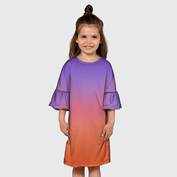 Платье клеш для девочки Трендовый красно-фиолетовый градиент, цвет: 3D-принт — фото 2