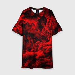 Платье клеш для девочки Красный дым Red Smoke Красные облака, цвет: 3D-принт