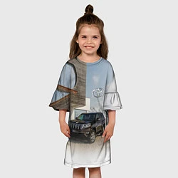 Платье клеш для девочки Тoyota Land Cruiser Prado у горного коттеджа Mount, цвет: 3D-принт — фото 2