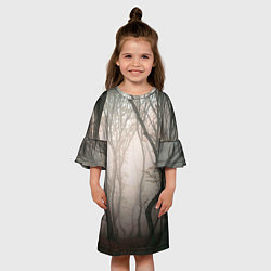 Платье клеш для девочки Лес Туман, цвет: 3D-принт — фото 2
