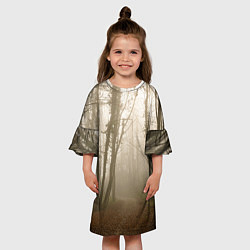 Платье клеш для девочки Туманный лес на восходе, цвет: 3D-принт — фото 2