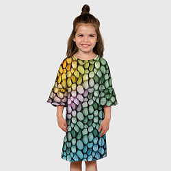 Платье клеш для девочки Морские розовые голубые желтые камешки, цвет: 3D-принт — фото 2